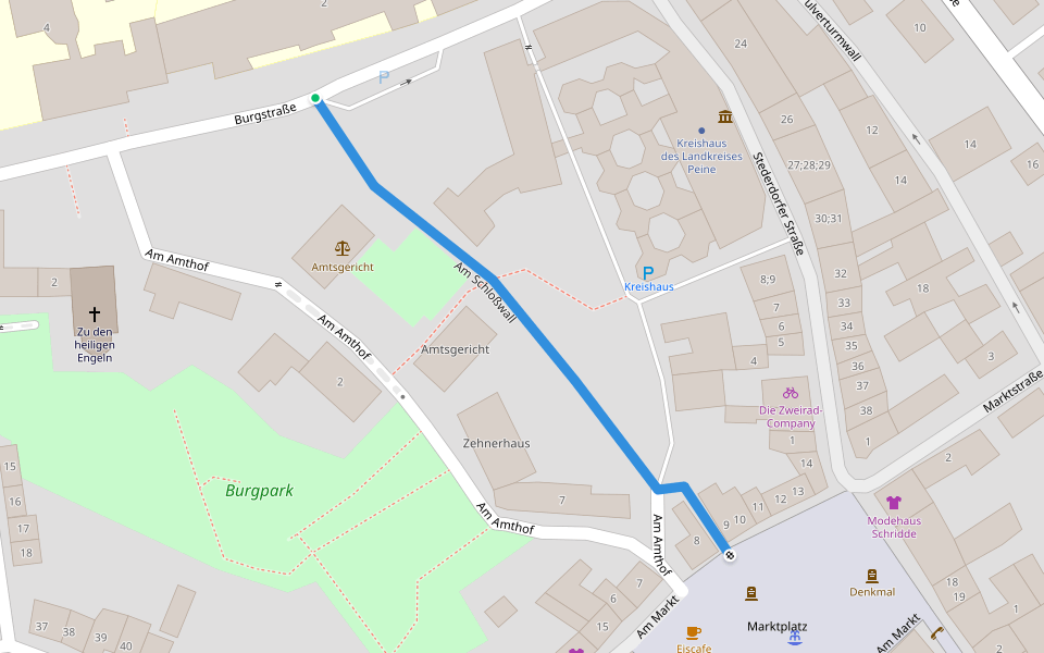 Am Schloßwall walking route map in Peine