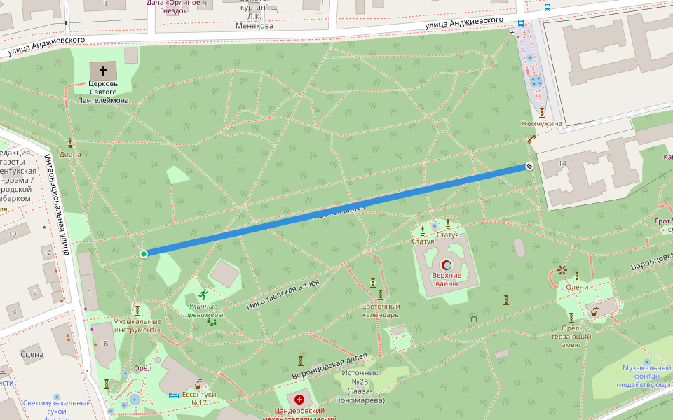 Главная аллея walking route map in Essentuki