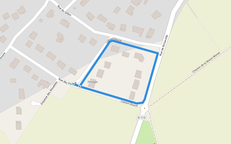 Liaison Douce walking route map in Les Granges-le-Roi