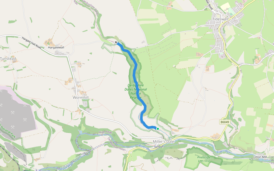 Monk's Dale walking route map in Miller's Dale