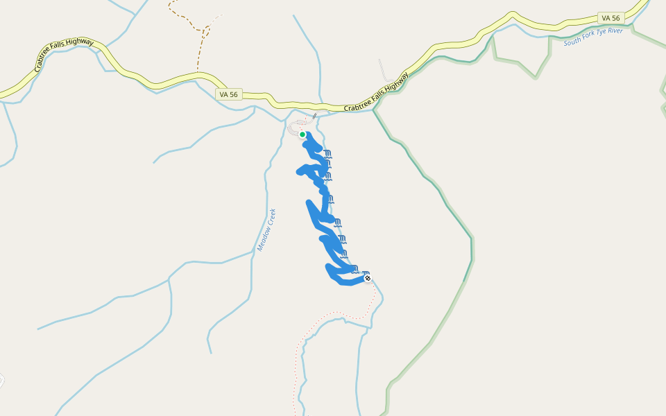Crabtree Falls Trail walking route map in Tyro