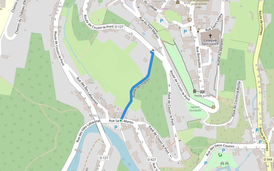 Ruelle des Vignes walking route map in Avallon