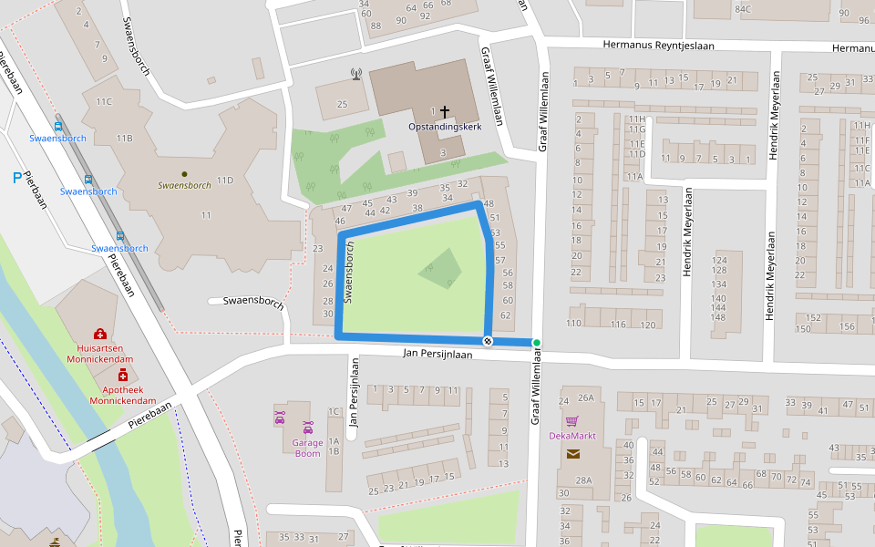 Swaensborch walking route map in Monnickendam
