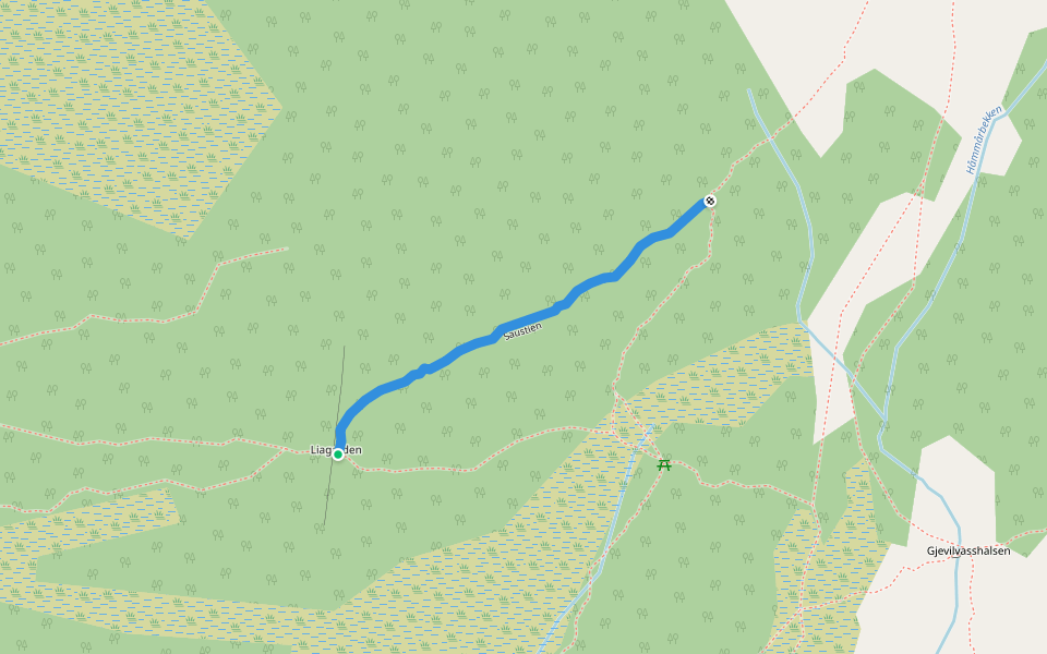 Saustien walking route map in Storli