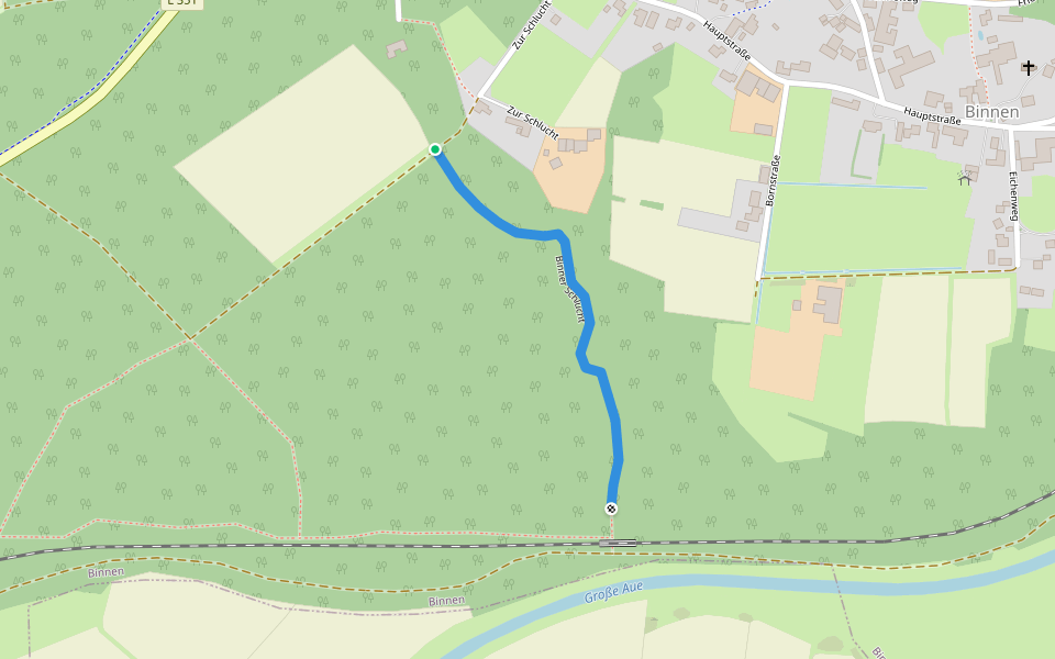 Binner Schlucht walking route map in Binnen