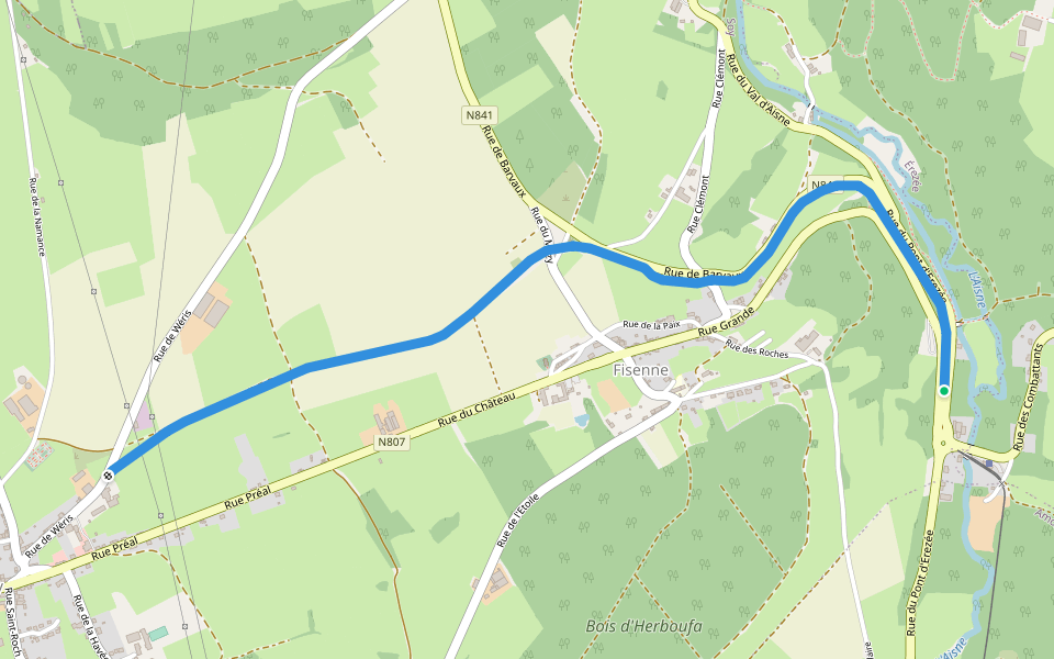 RAVeL Erezée - Hotton walking route map in Érezée