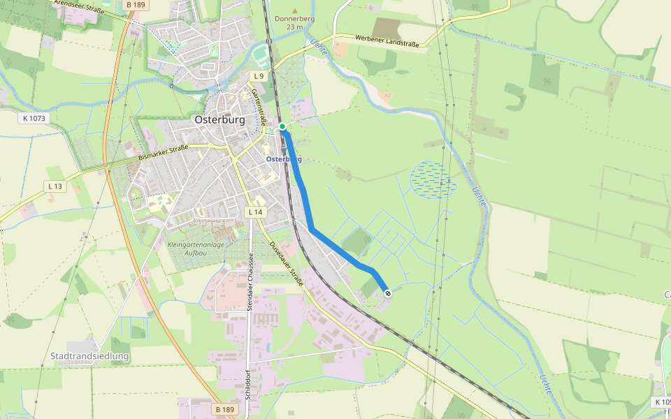 Seggewiesenwall walking route map in Osterburg (Altmark)