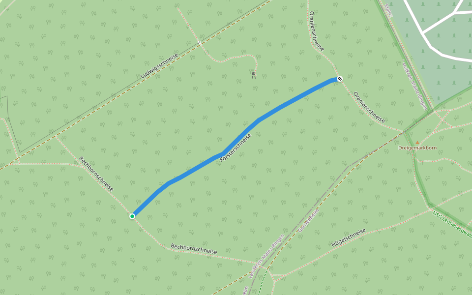 Försterschneise walking route map in Budenheim