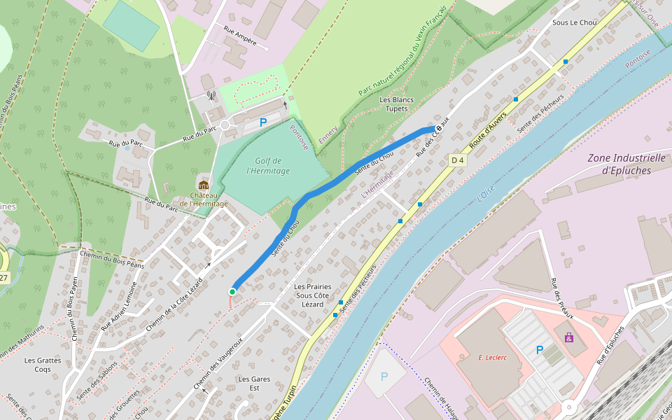 Sente du Chou walking route map in Pontoise