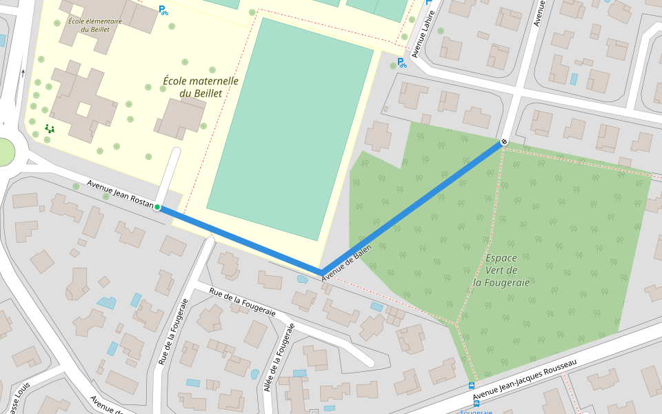 Avenue de Balen walking route map in Mont-de-Marsan