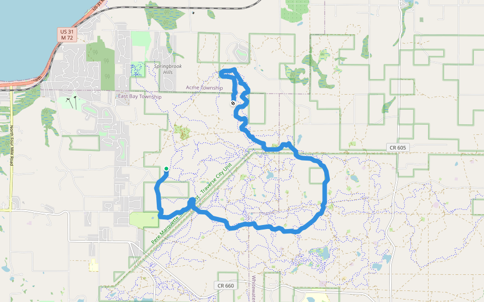Vasa (25k) walking route map in Traverse City
