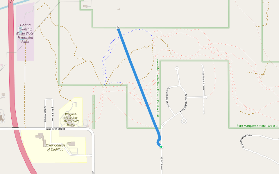 2 track walking route map in Cadillac