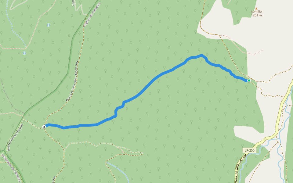 Senda de subida al Horquín walking route map in Laguna de Cameros