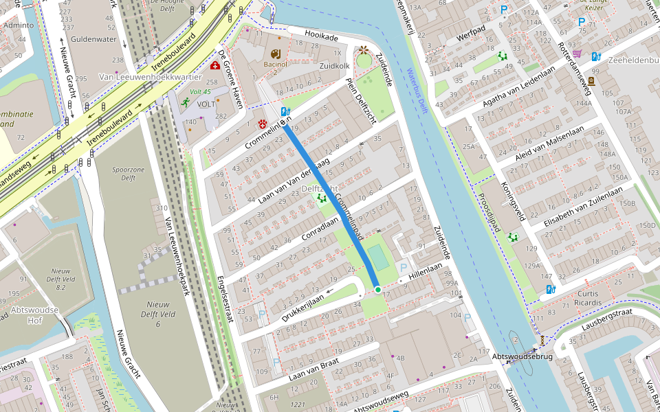 Crommelinpad walking route map in Delft