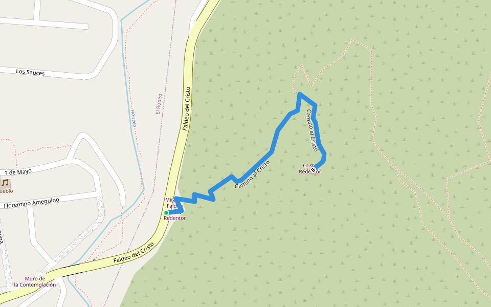 Camino al Cristo walking route map in El Rodeo