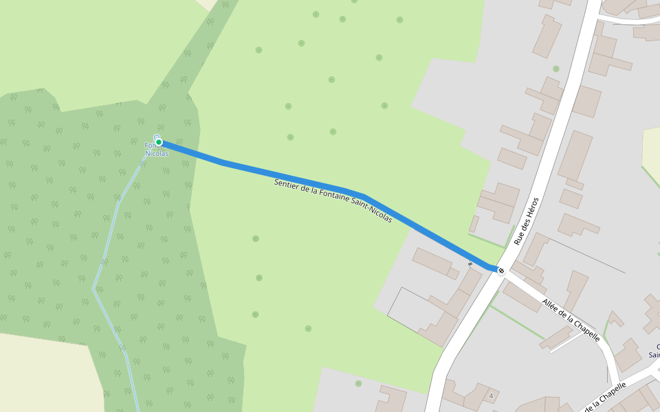 Sentier de la Fontaine Saint-Nicolas walking route map in Braine-le-Comte