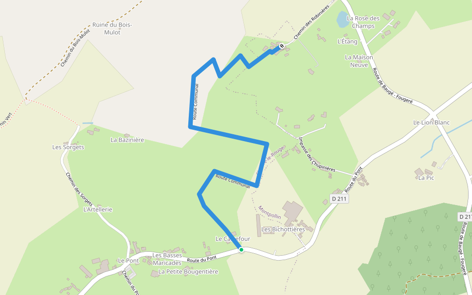 Route Communal walking route map in Baugé en Anjou