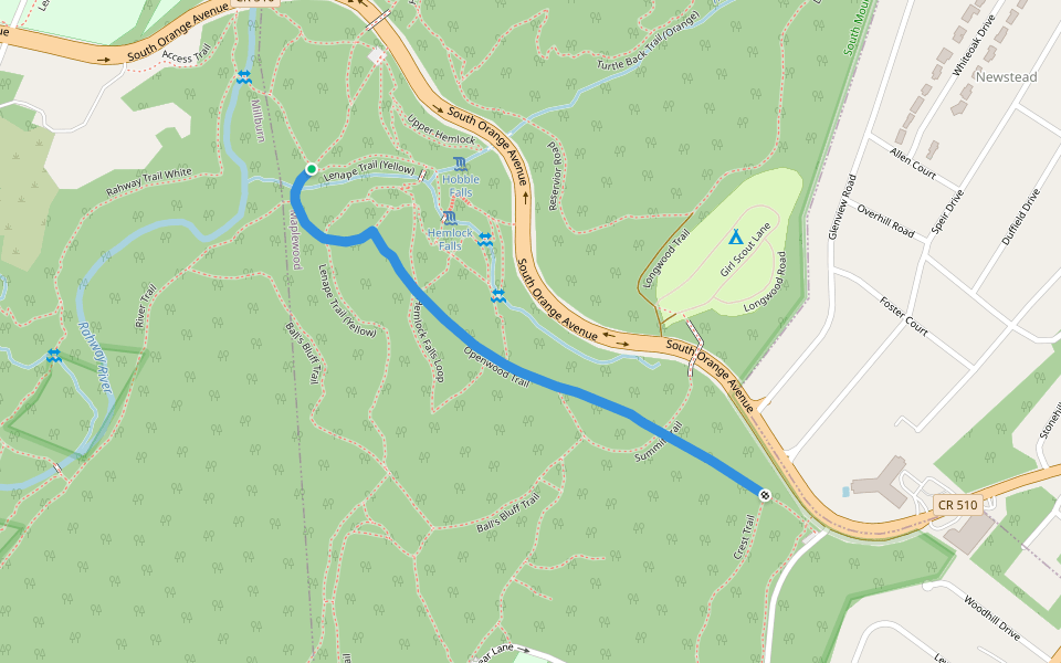 Openwood Trail walking route map in Maplewood
