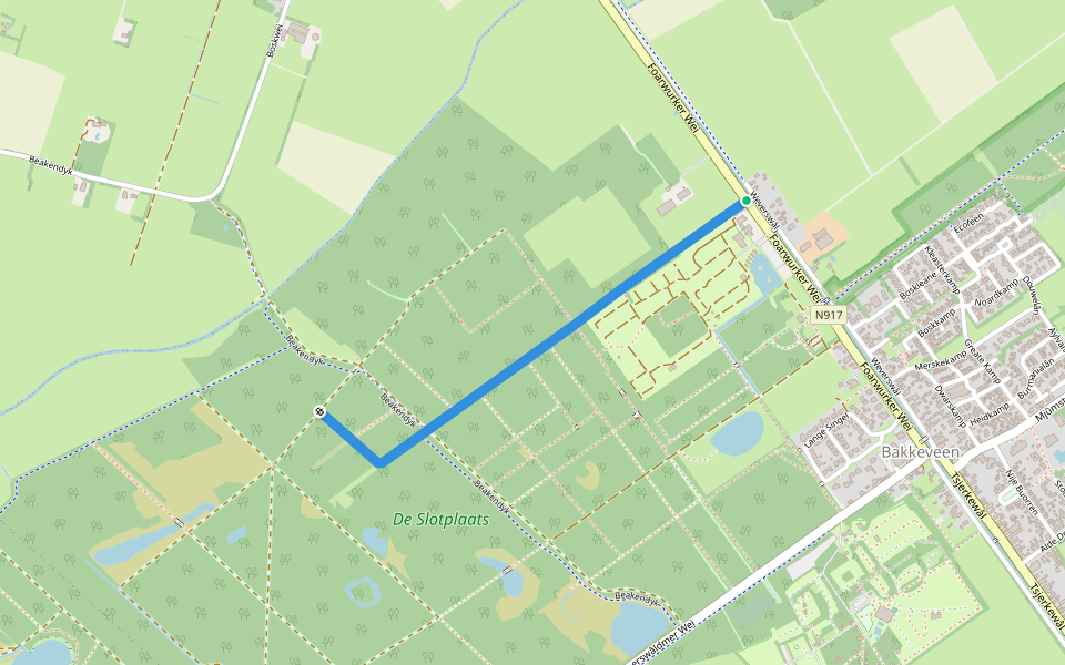 Witte Singel walking route map in Bakkeveen