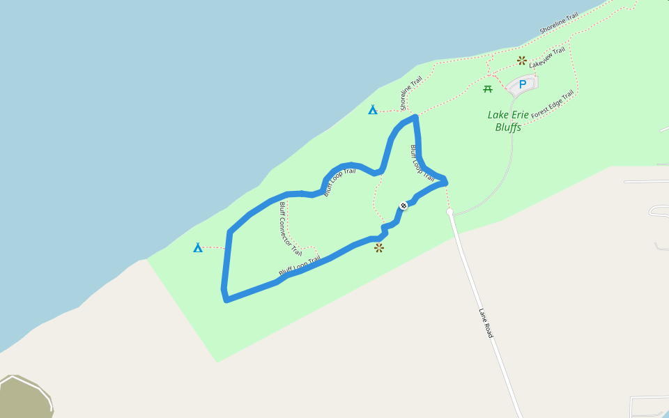 Bluff Loop Trail walking route map in Painesville