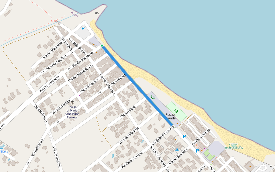 Via dell'Ostrica walking route map in Lendinuso