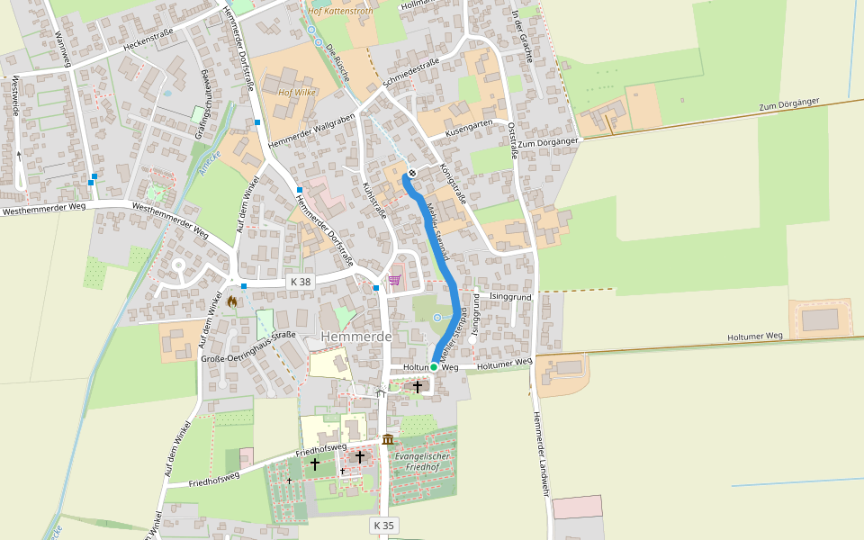 Mehler Stenpad walking route map in Unna