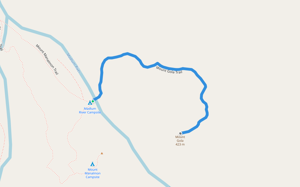 Mount Gola Trail walking route map in Doña Remedios Trinidad
