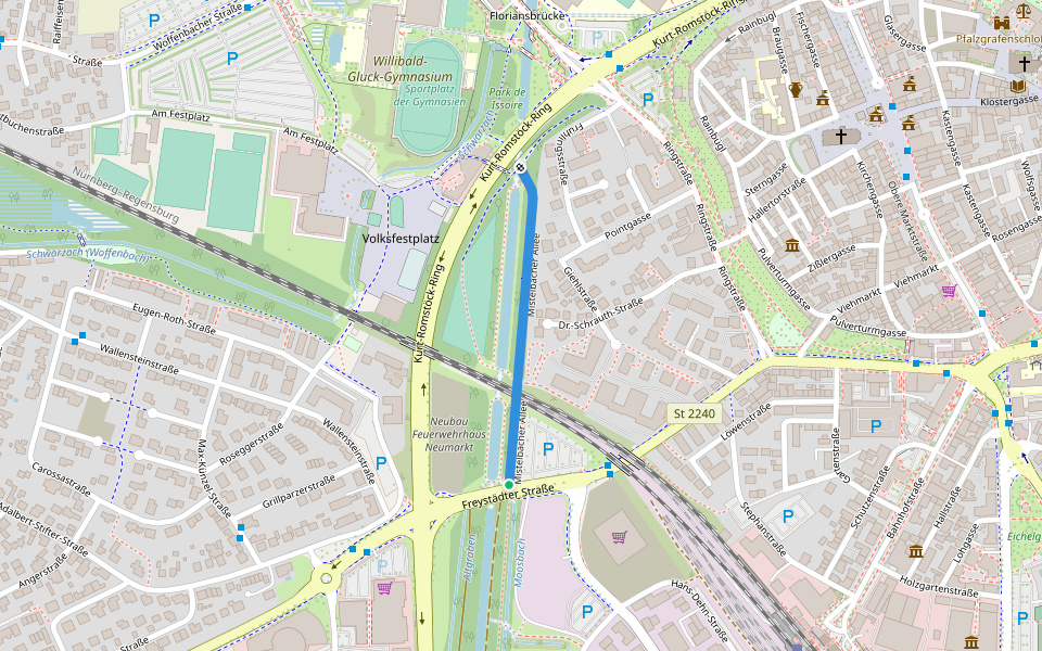 Mistelbacher Allee walking route map in Neumarkt in der Oberpfalz