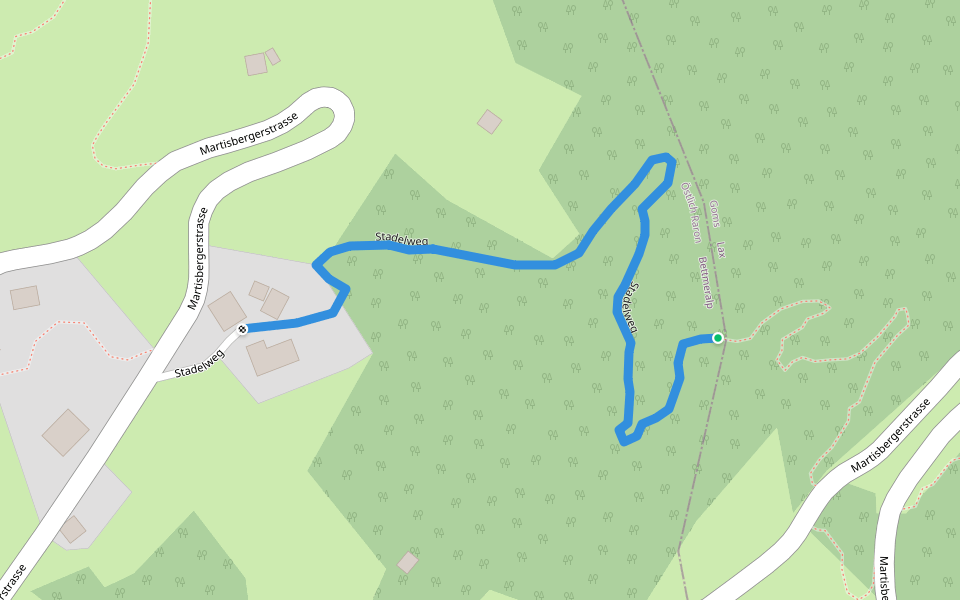 Stadelweg walking route map in Bettmeralp