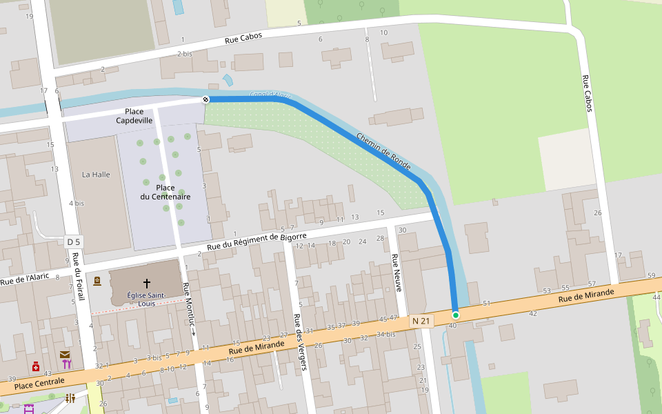 Chemin de Ronde walking route map in Rabastens-de-Bigorre