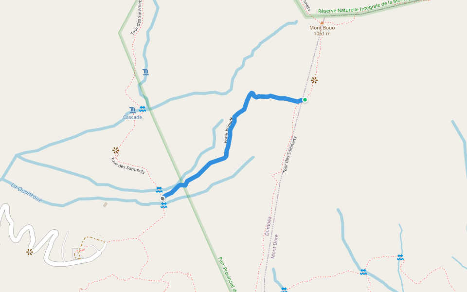 Forêt humide walking route map in Dumbéa