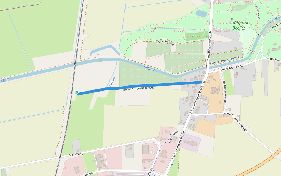 Gartenanlage Archenweg walking route map in Beelitz