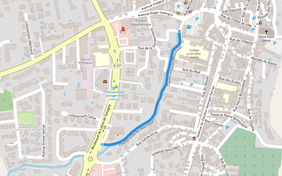 Chemin entre les Deux Eaux walking route map in Châteaurenard