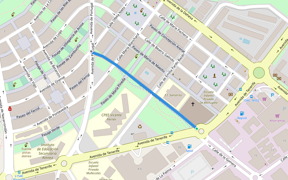 Paseo de Juana de Castilla walking route map in San Sebastián de los Reyes