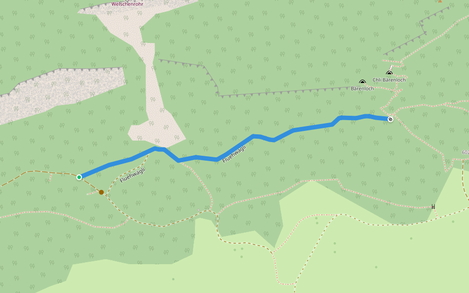 Fluehwägli walking route map in Welschenrohr-Gänsbrunnen