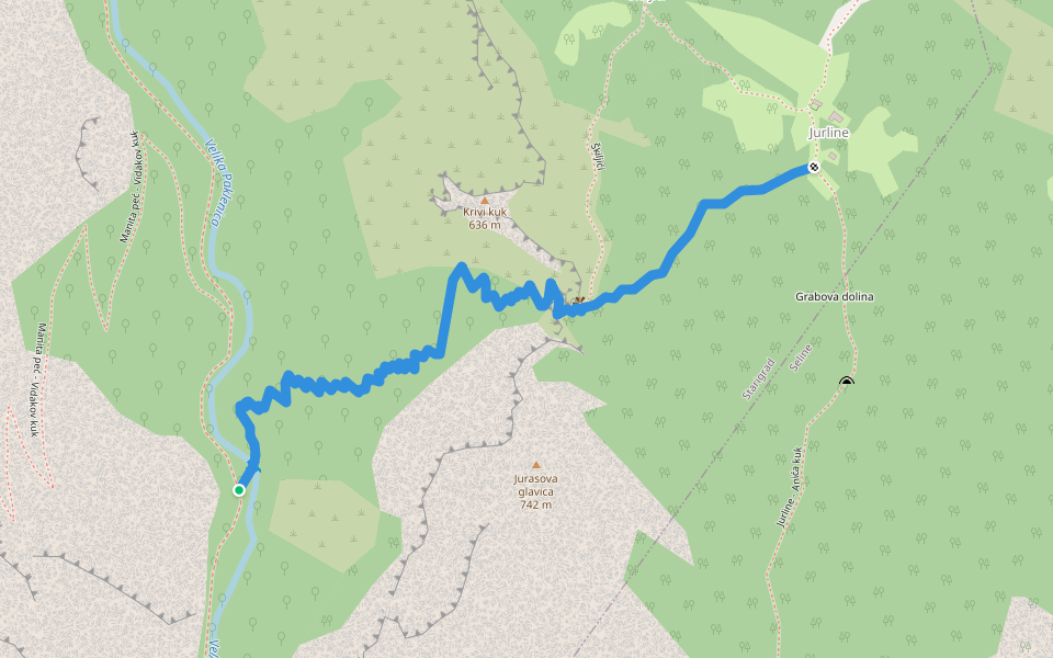 Kanjon Velika Paklenica - Jurline walking route map in Starigrad