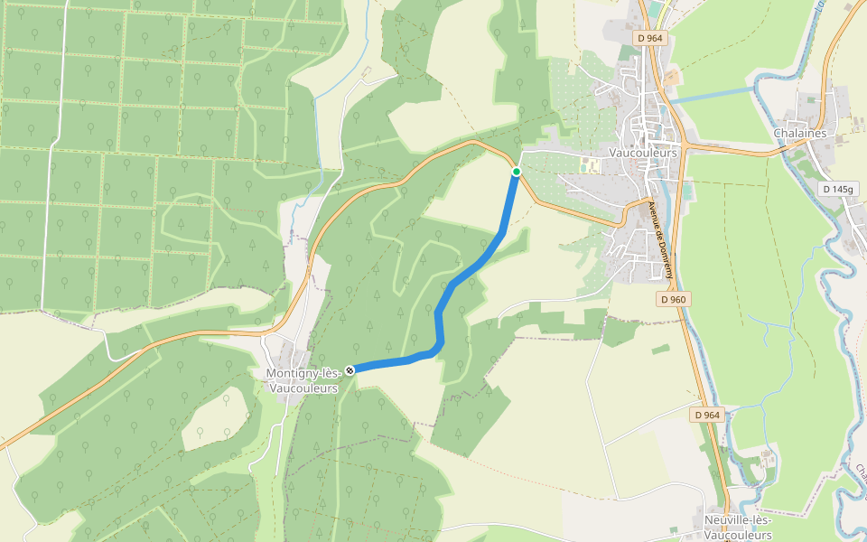 Chemin Rural de Montigny à Vaucouleurs walking route map in Vaucouleurs