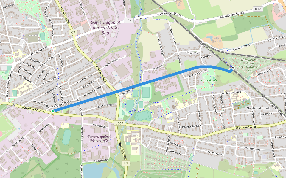 Kohlenbahntrasse walking route map in Hamm