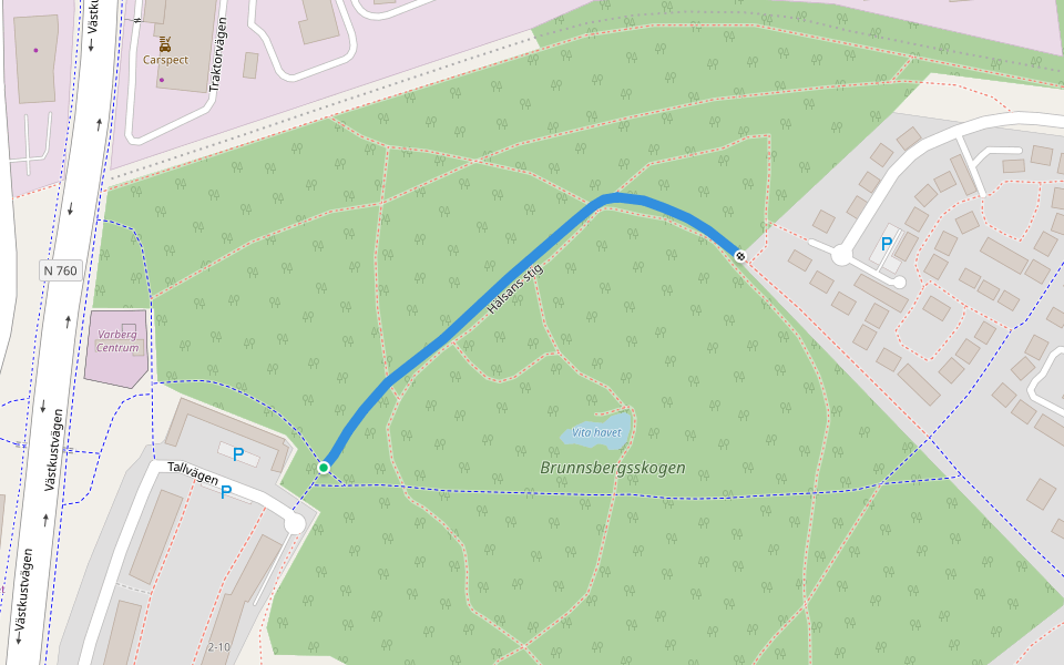 Hälsans stig walking route map in Varberg