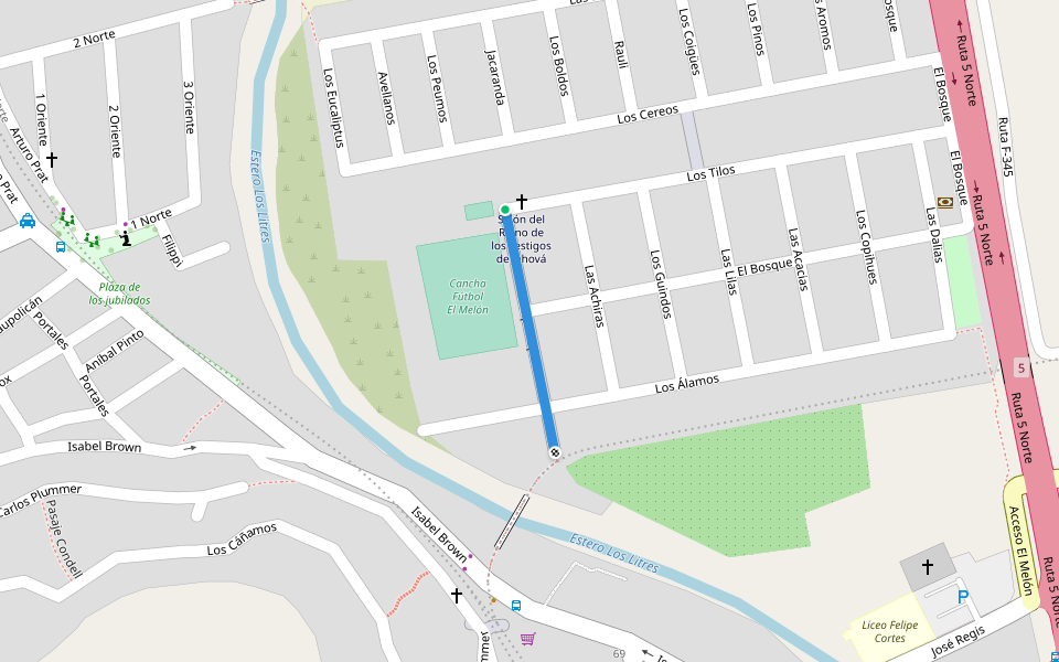 Campos Sport walking route map in Quillota