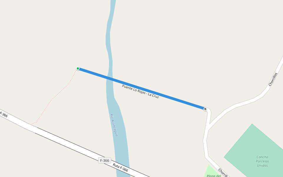 Puente Lo Rojas - La Cruz walking route map in La Cruz