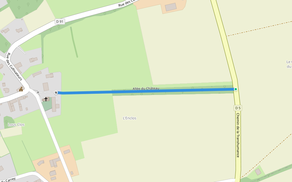 Allée du Château walking route map in Collongues