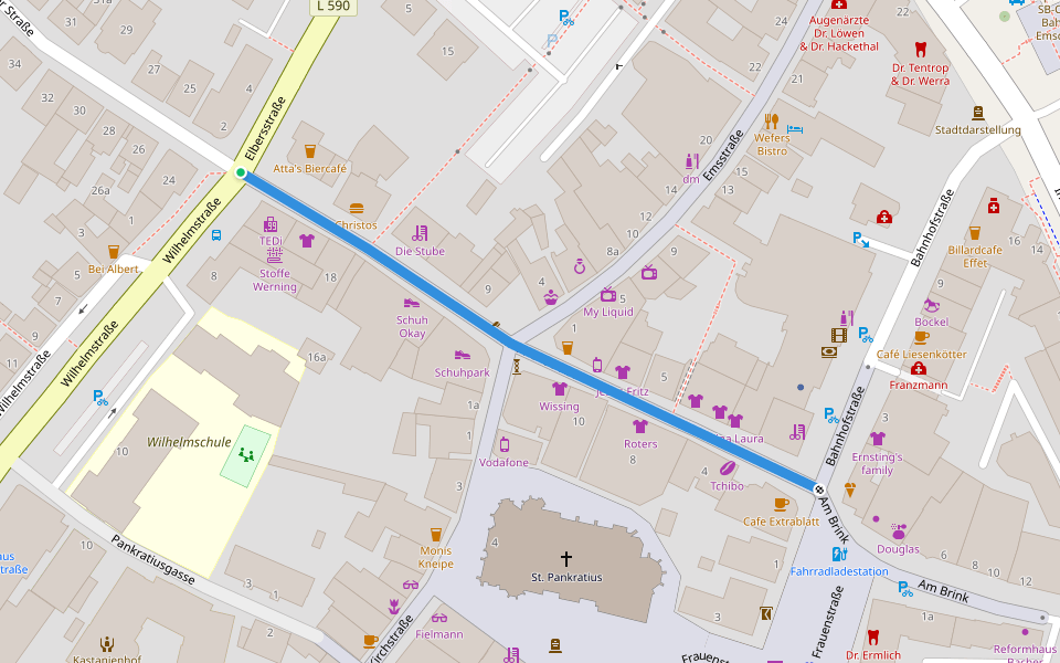 Rheiner Straße walking route map in Emsdetten