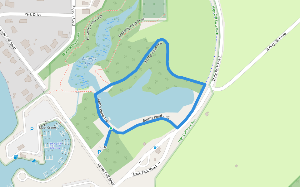 Buttfly Pond Trail walking route map in Sherwood