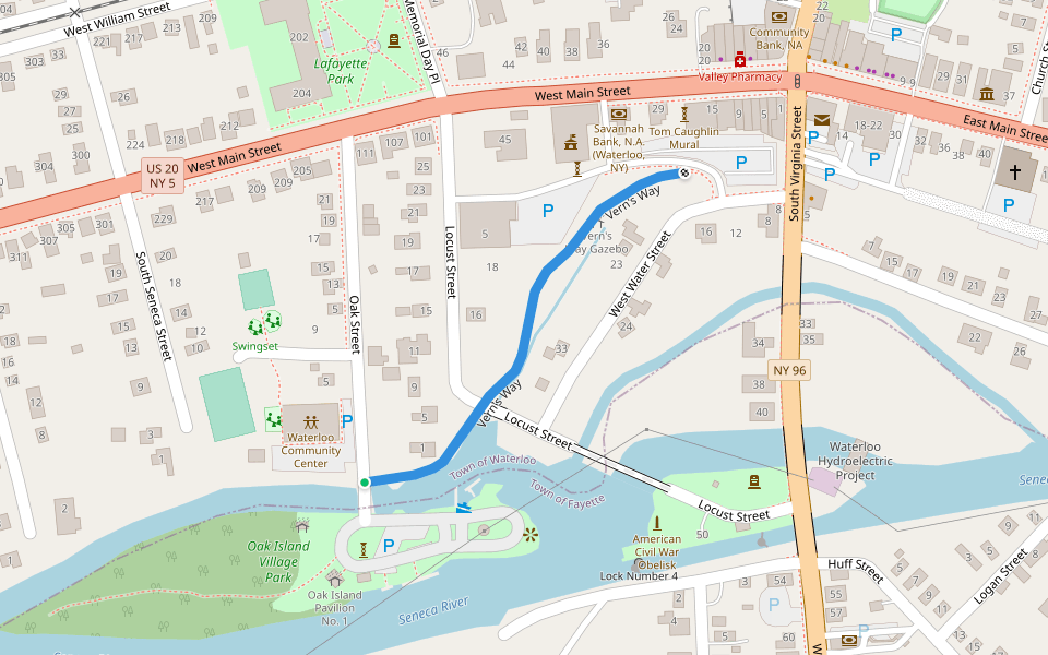 Vern's Way walking route map in Waterloo