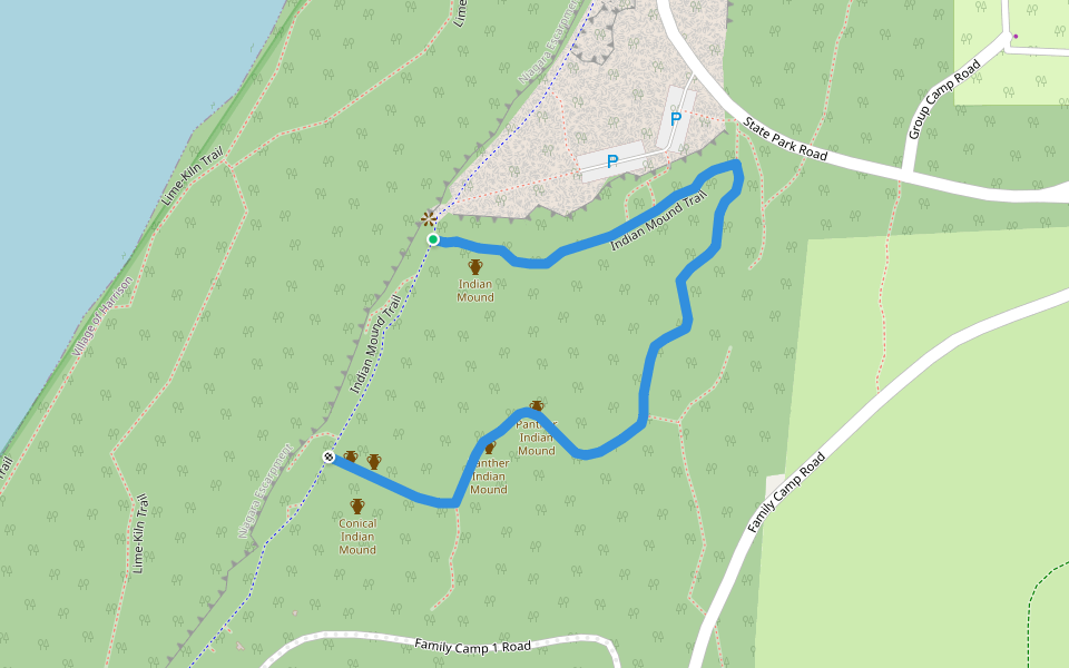 Indian Mound Trail walking route map in Menasha