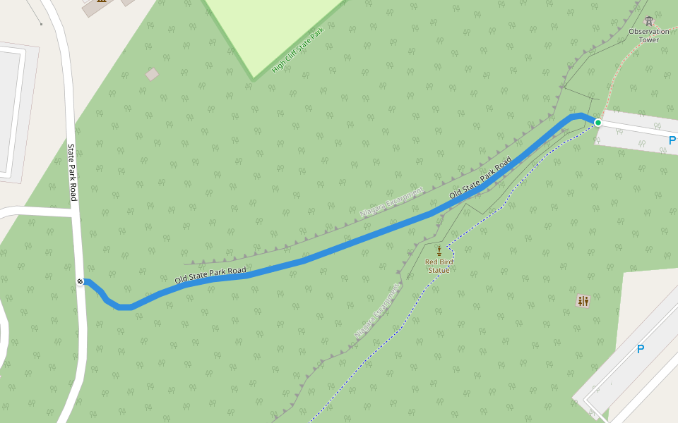 Old State Park Road walking route map in Sherwood