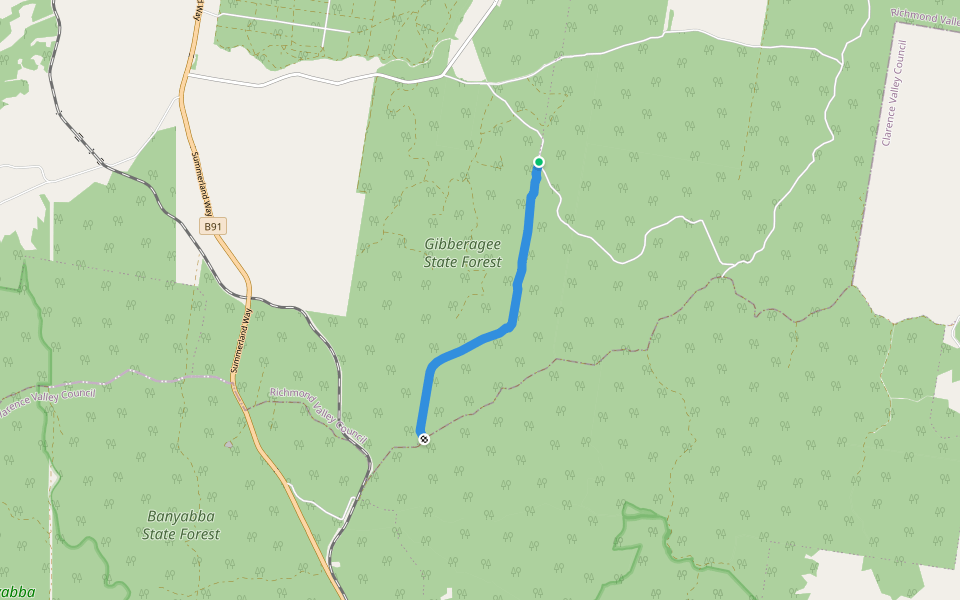 Pine Plot Road walking route map in Gibberagee