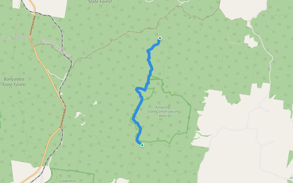 Broadwater Creek Road walking route map in Lawrence