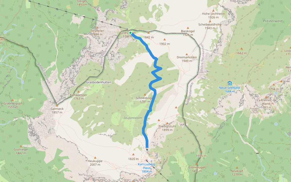 Pehofer-Almweg walking route map in Graben